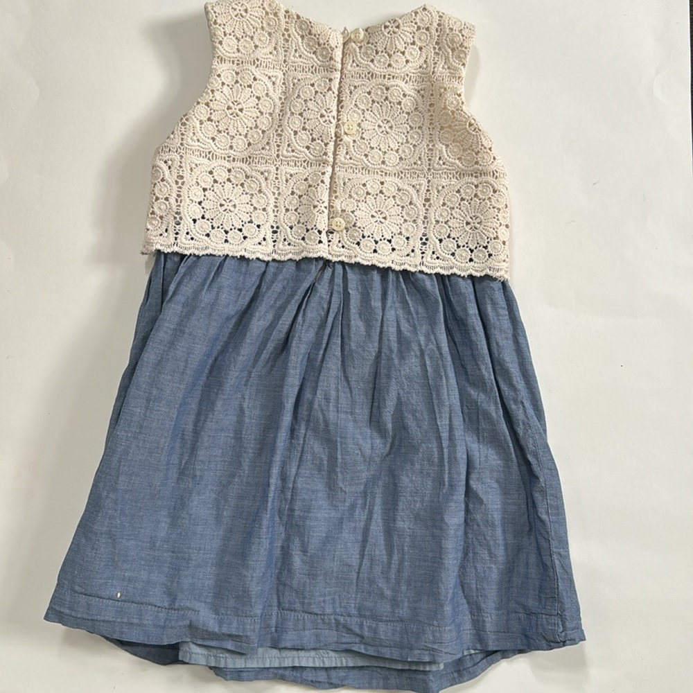 Baby Gap Crochet And Chambray Sleeveless Dress - Picture 2 of 4